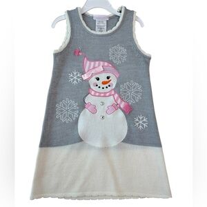 🎄🧑‍🎄 Bonnie Jean Snowman Sweater Dress 4T Winter Knit Dress
